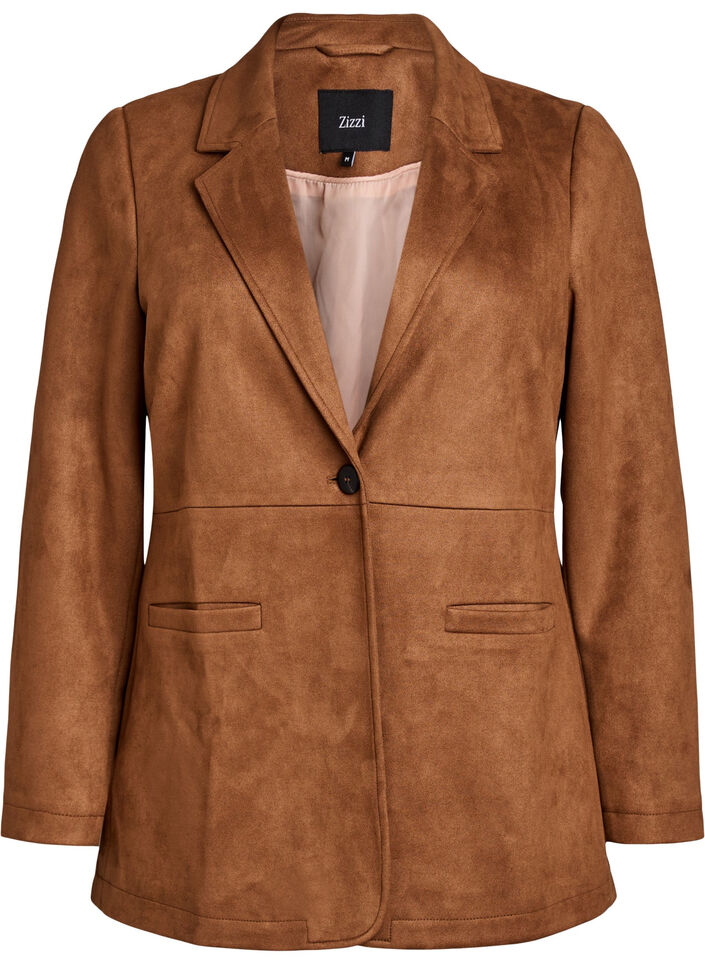 Blazer en su&eacute;dine, Marron, Packshot image number 0