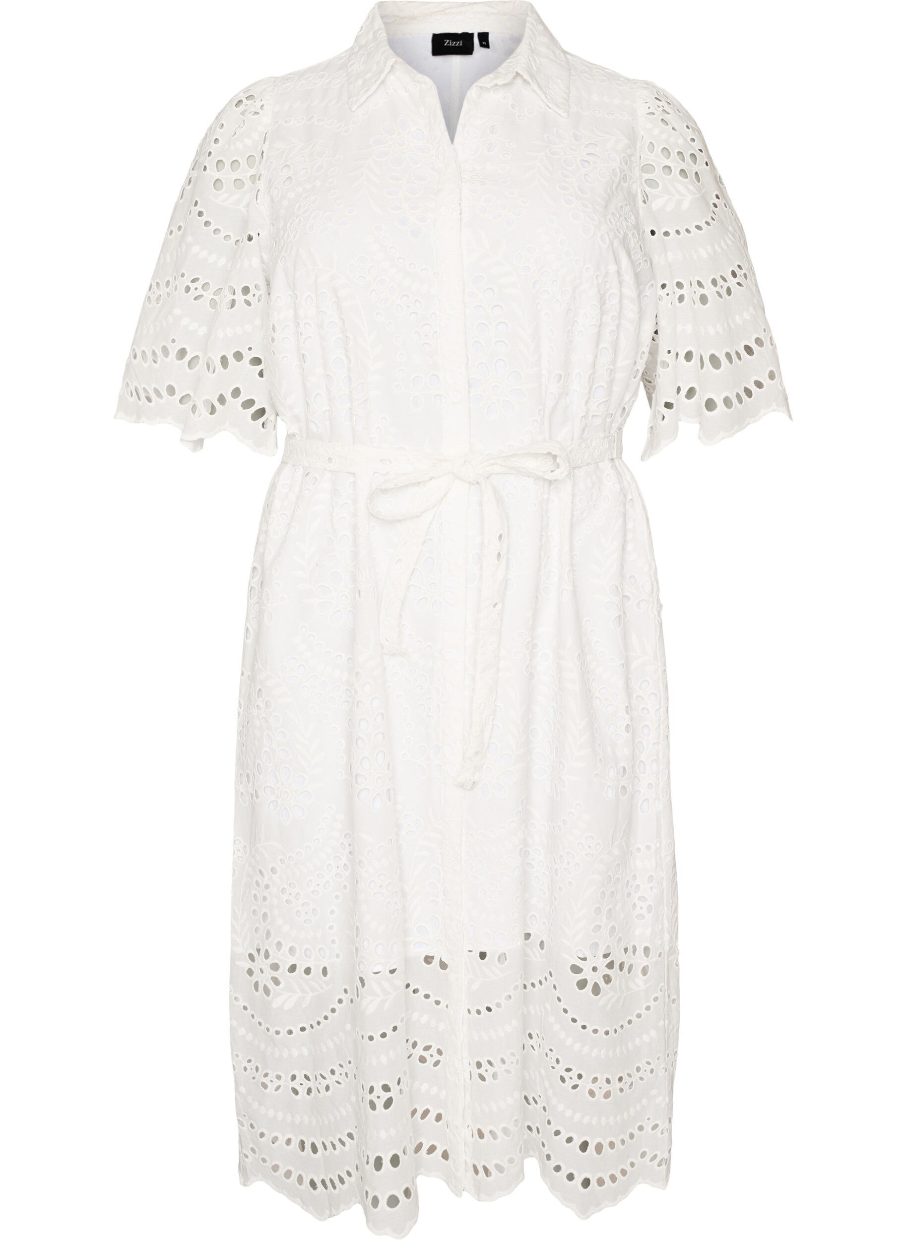 ZizziRobe chemise en broderie anglaise avec une ceinture &agrave; nouer, Blanc, Packshot image number 0