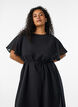 Robe longue avec manches papillon et taille &agrave; nouer, Noir, Model image number 2