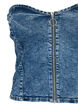 Top corset en denim avec fermeture éclair, Blue denim, Packshot image number 2