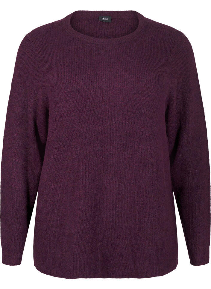 Pull mélangé à col rond, Potent Purple Mel., Packshot image number 0