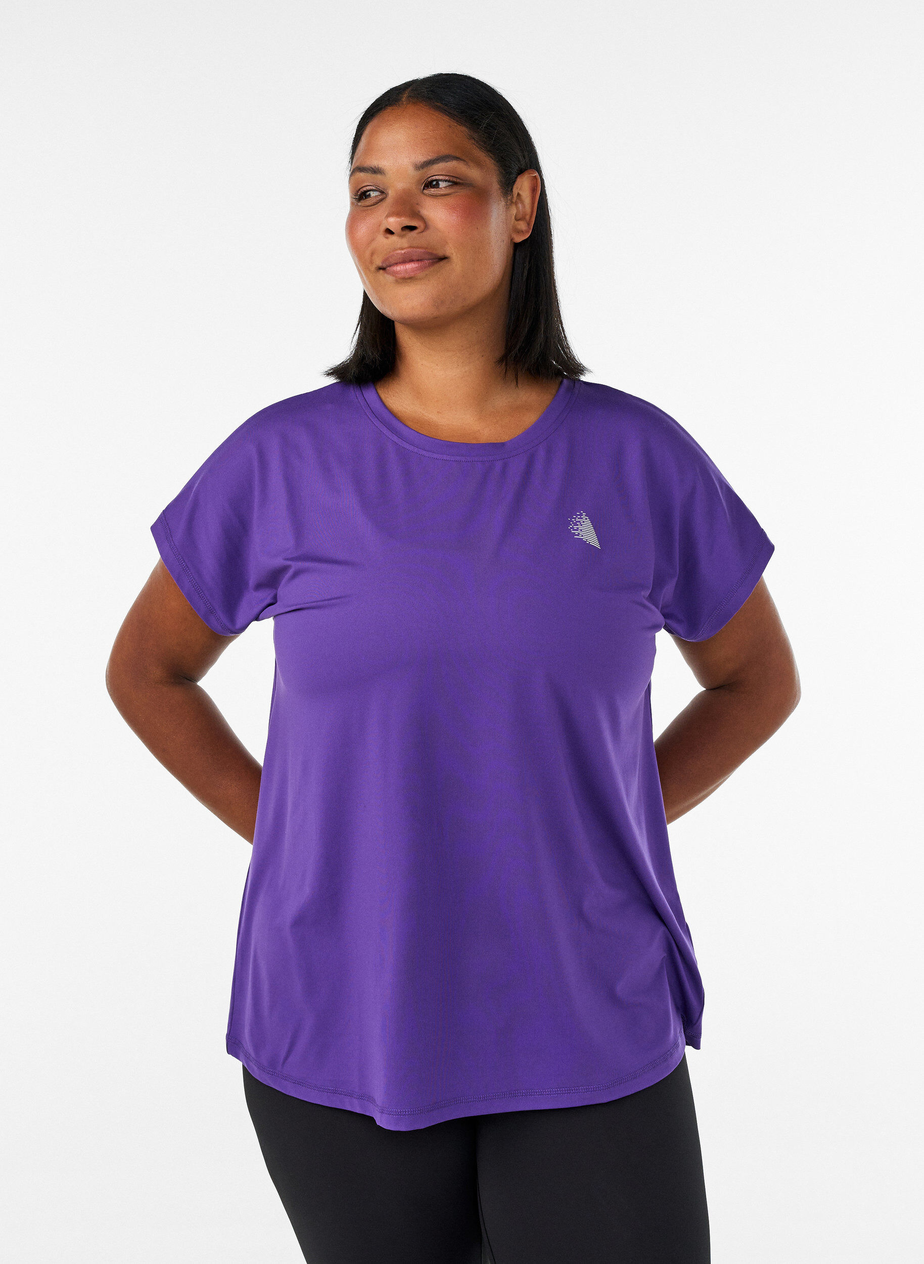 T-shirt de sport couleur unie, Violet, Model