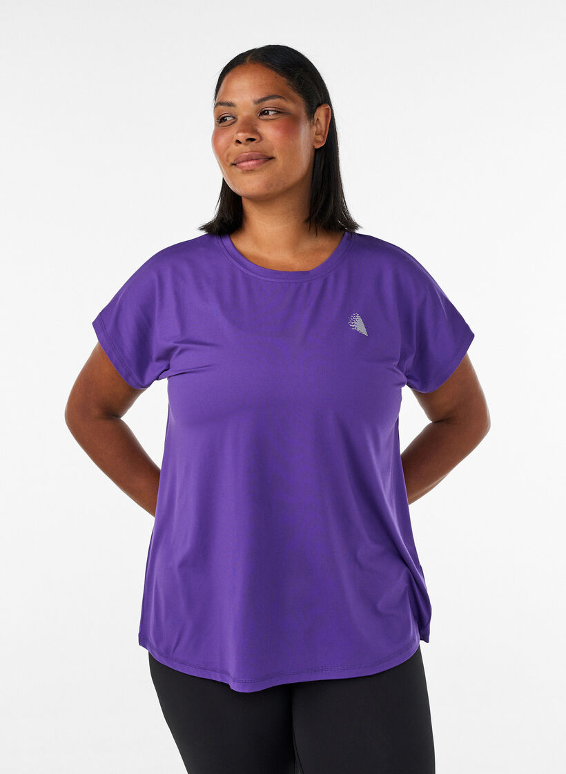 T-shirt de sport couleur unie, Violet, Model image number 0