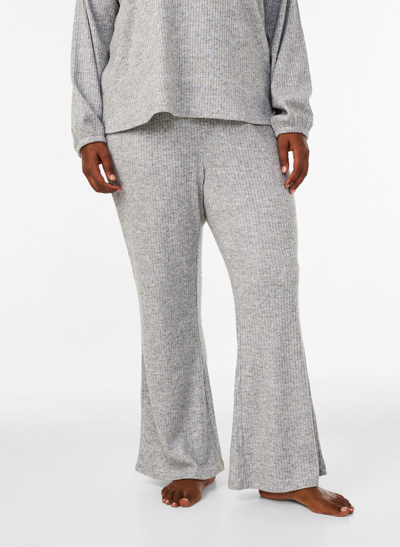 Pantalon &eacute;vas&eacute; en jersey c&ocirc;tel&eacute;, Gris, Model image number 2