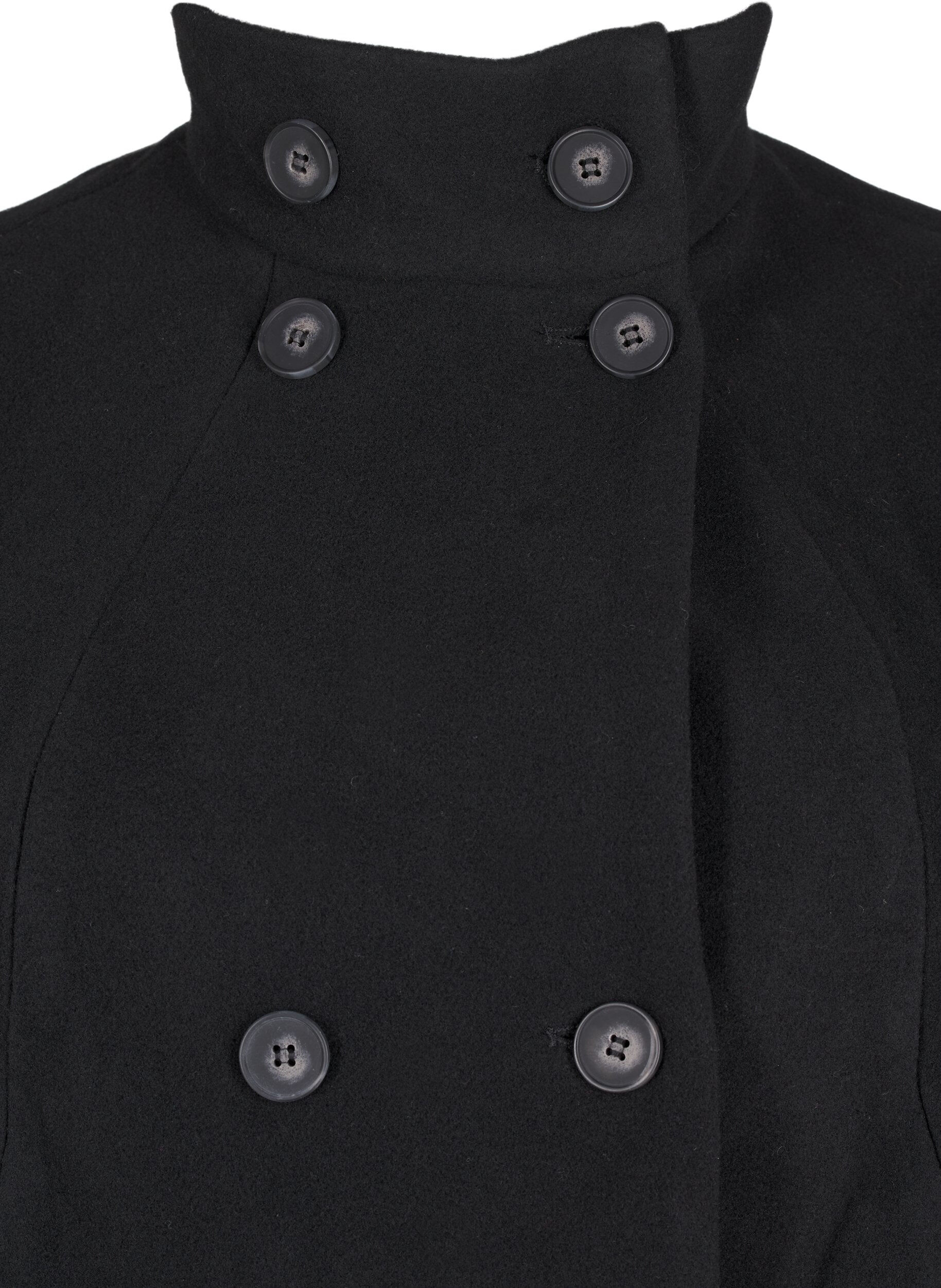 Zizzi Manteau court &agrave; coupe trap&egrave;ze, Black, Packshot image number 2