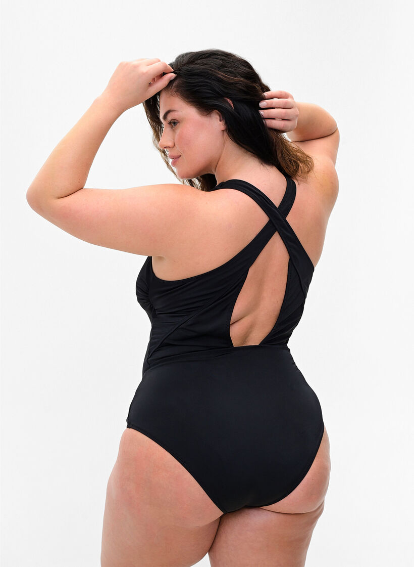Maillot de bain avec dos croisé, Black, Model image number 1