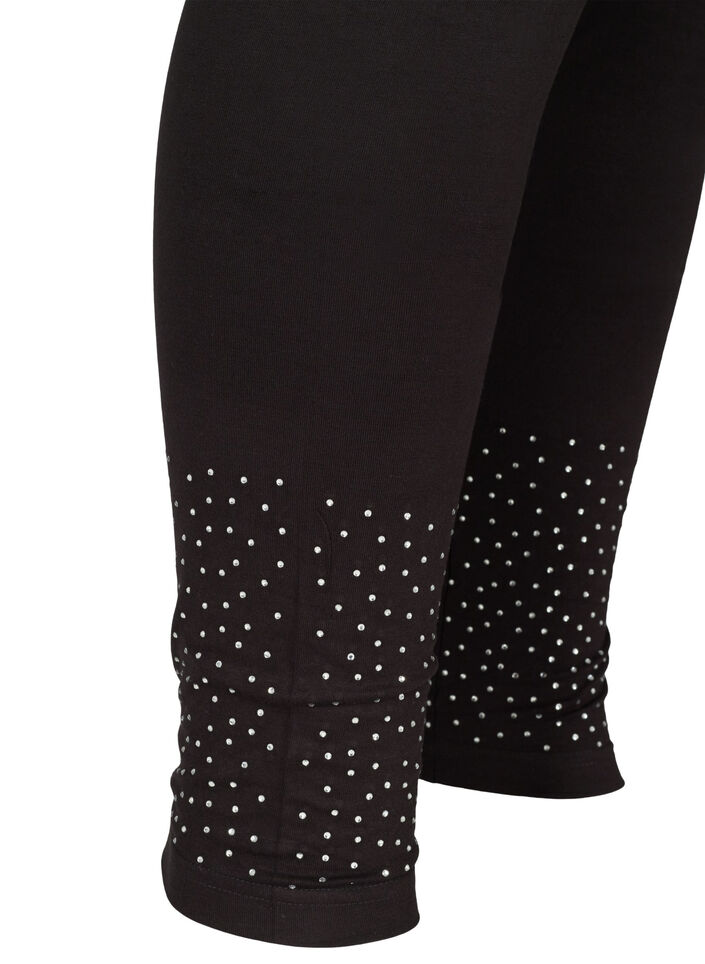 Legging en viscose mélangée avec strass décoratives, Black, Packshot image number 3