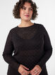 Blouse avec motif &agrave; &oelig;illets et manches longues, Noir, Model image number 3