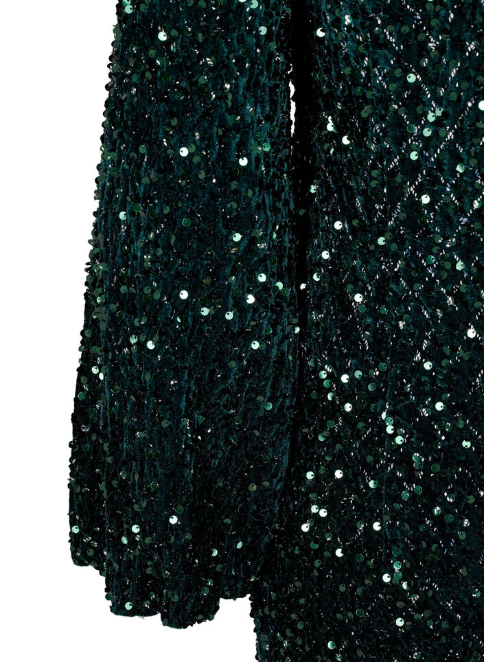 Robe à paillettes avec un décolleté en V et un motif carreaux, Rain Forest Sequins, Packshot image number 3