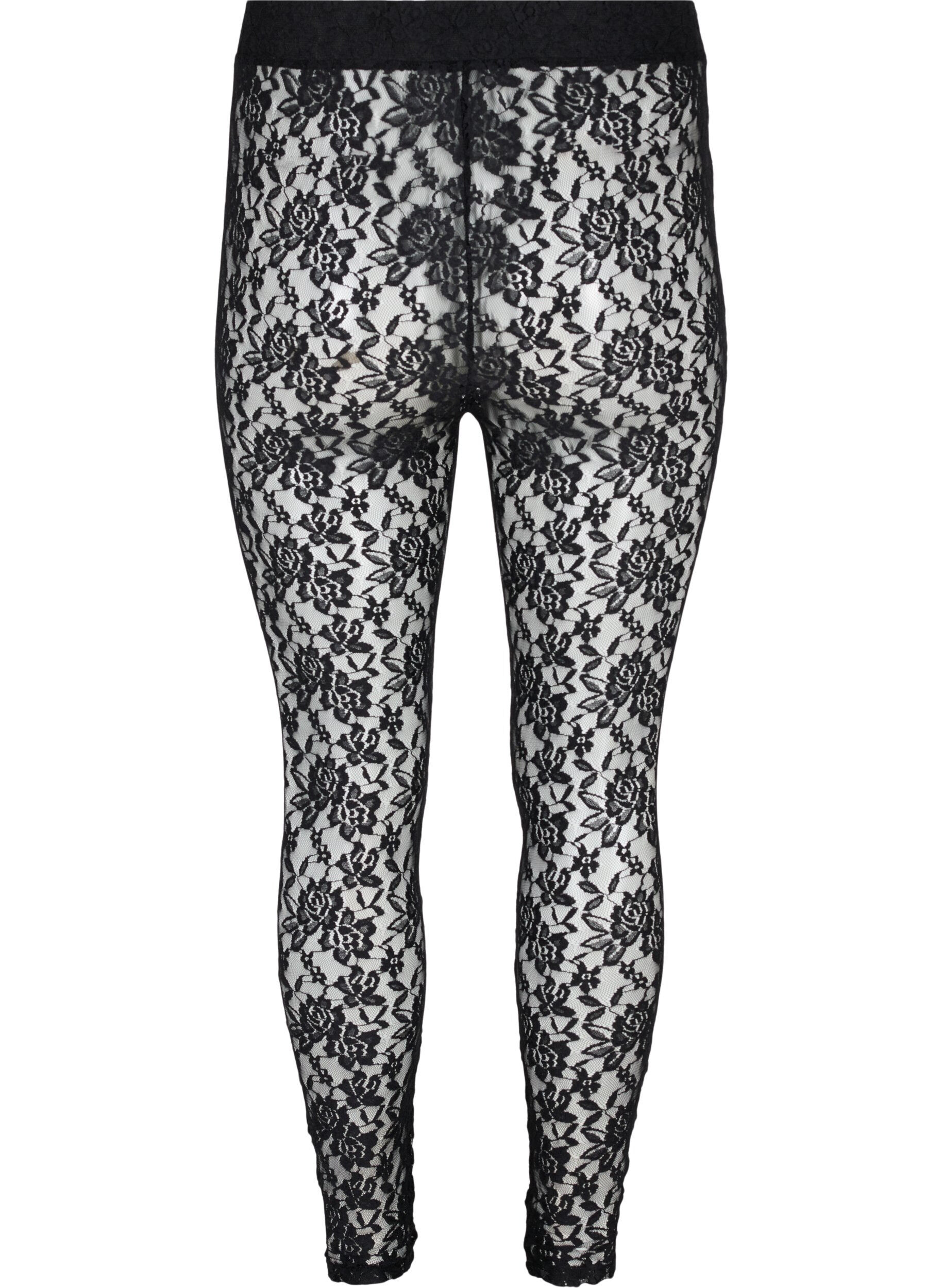 Zizzi Legging avec dentelle, Black, Packshot image number 1