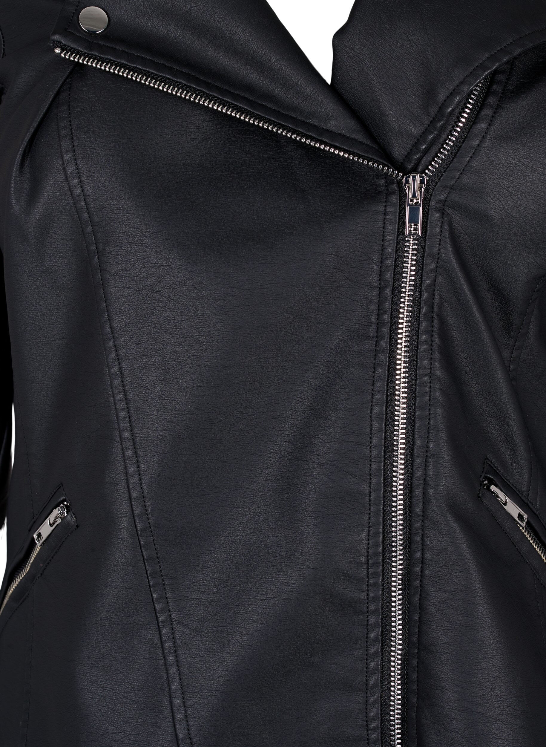 Zizzi Veste en cuir imit&eacute; de motard, Noir, Packshot image number 2