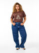 Jean &agrave; jambe large et taille haute, Bleu, Model image number 0