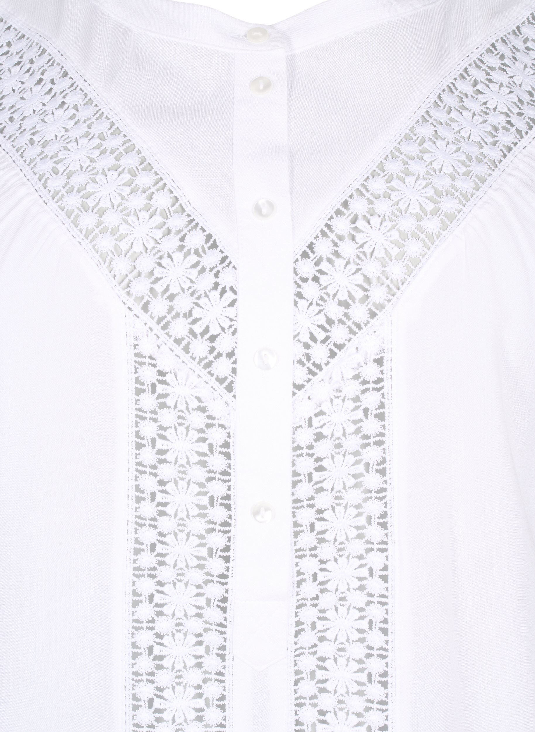 Zizzi Chemisier en viscose avec bordure en dentelle, Bright White, Packshot image number 2