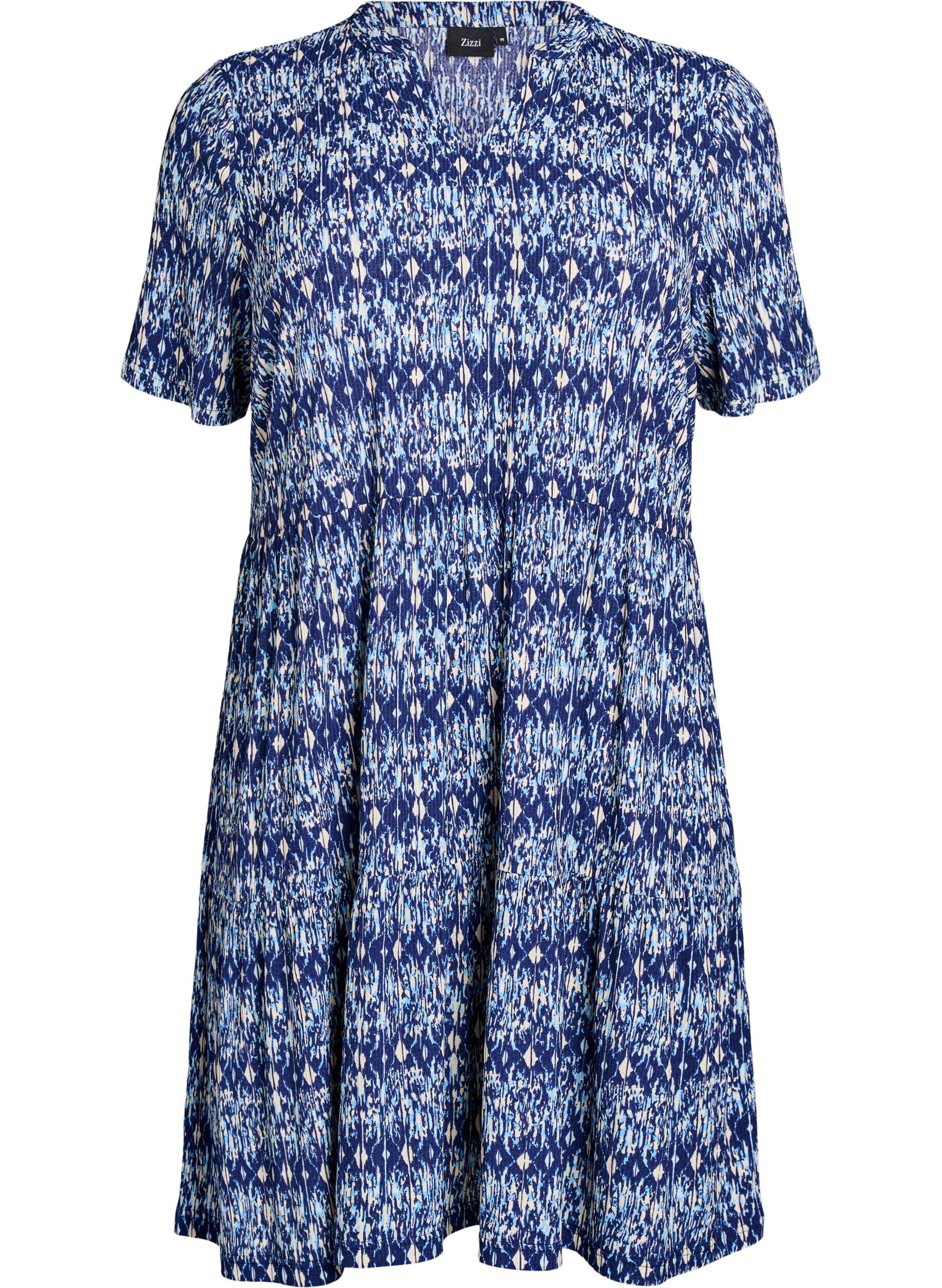 Zizzi Robe &agrave; motifs avec empi&egrave;cements, Bleu, Packshot image number 0