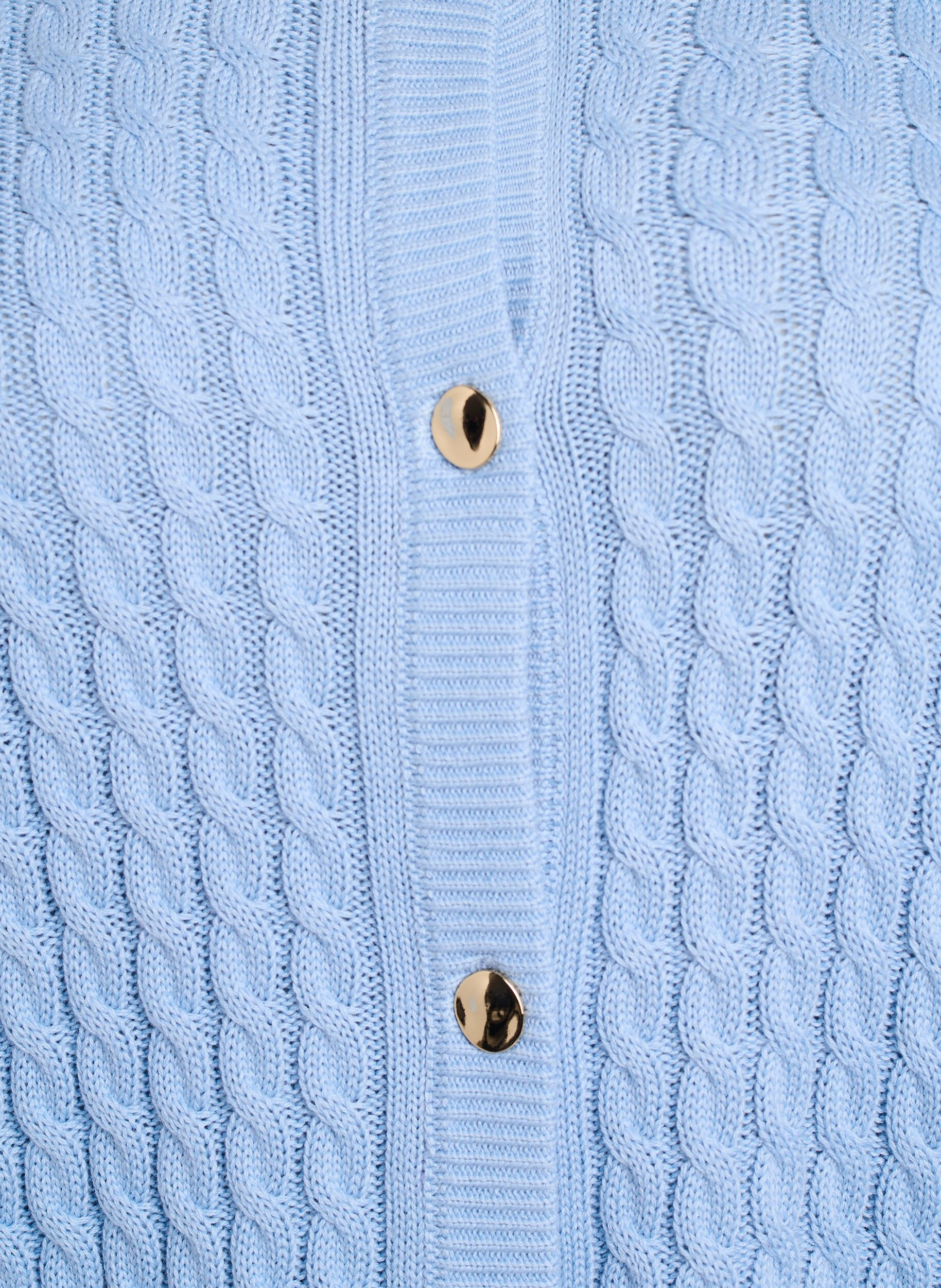 Zizzi Cardigan en maille torsad&eacute;e avec boutons dor&eacute;s, Bleu, Packshot image number 2