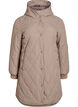 Veste matelass&eacute;e mi-longue avec capuche, Marron, Packshot image number 0