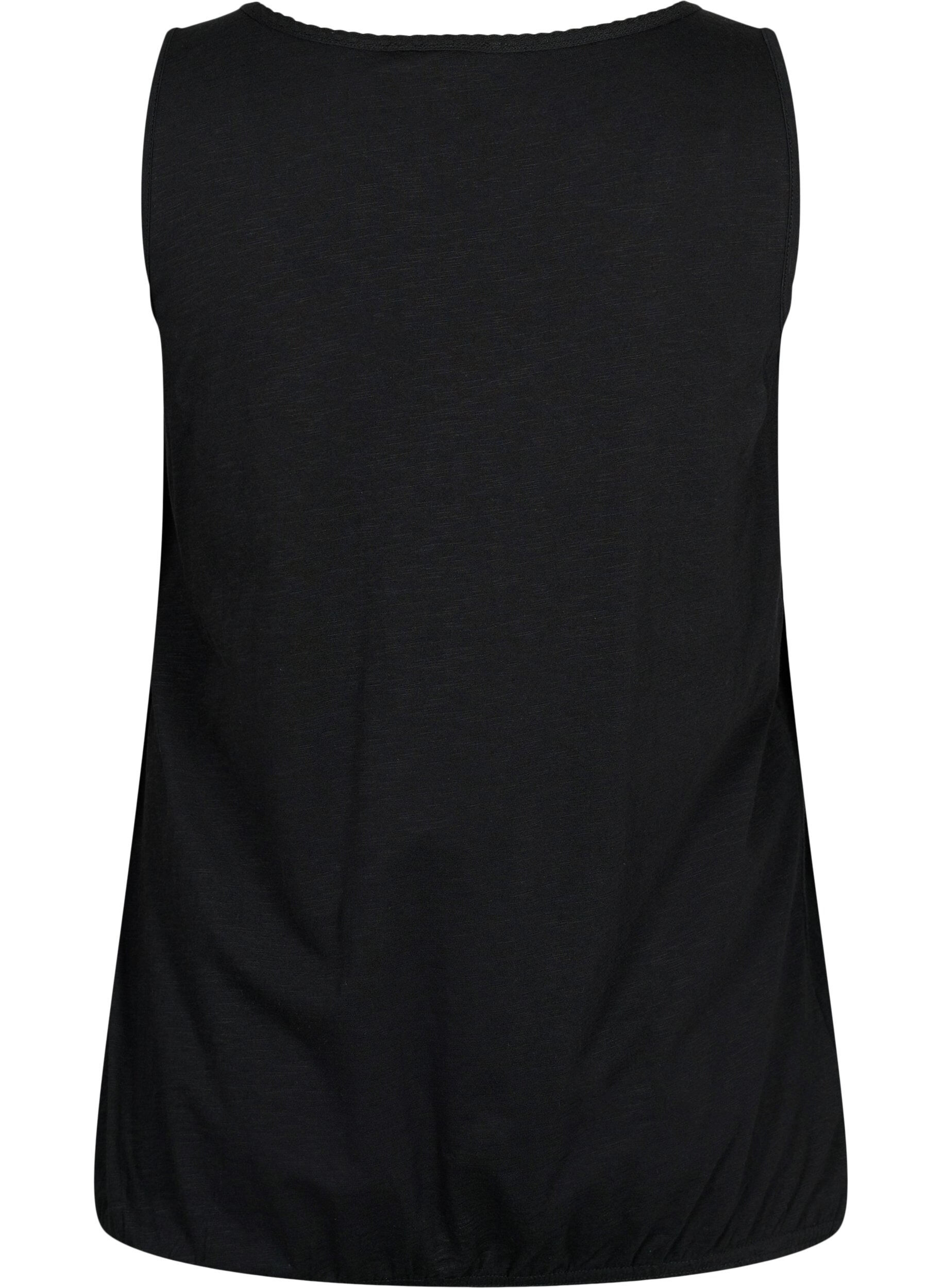 Zizzi Top en coton avec bordure en dentelle, Black, Packshot image number 1