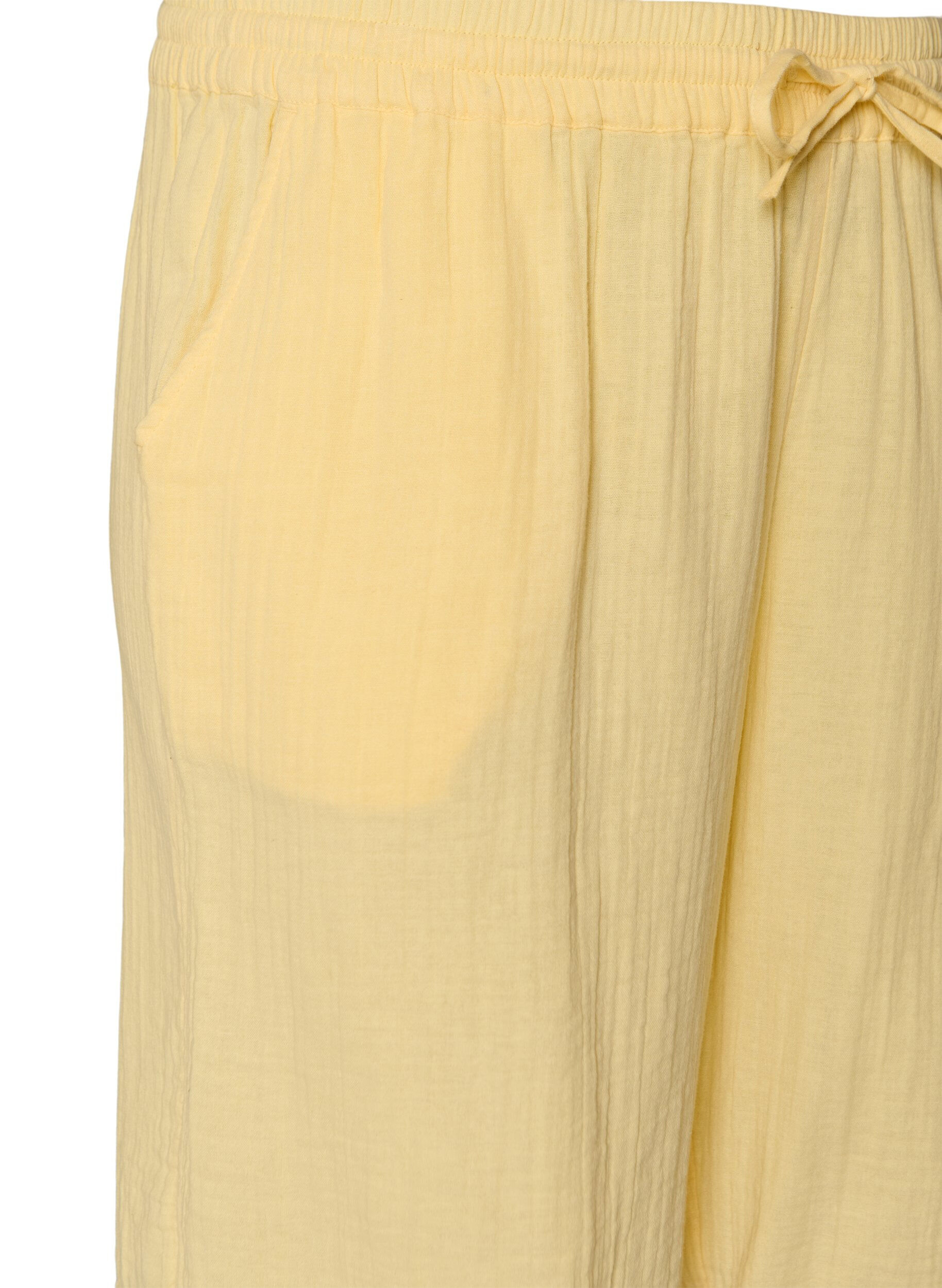 Zizzi Short ample en mousseline de coton taille haute, Jaune clair, Packshot image number 2