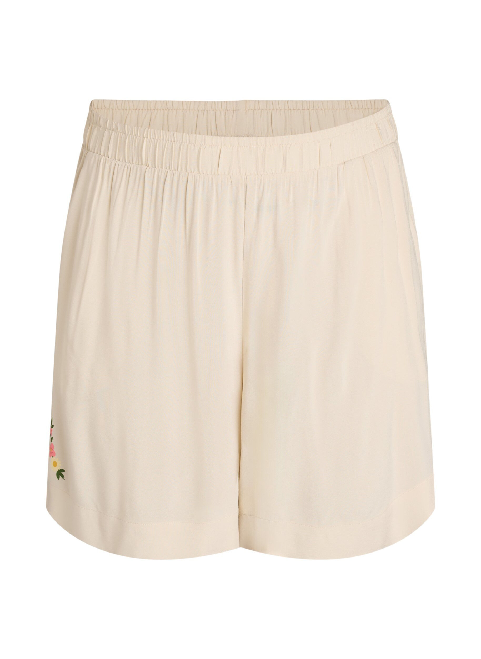 Zizzi Short de pyjama ample taille haute en viscose, Beige, Packshot image number 0
