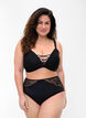 Culotte taille haute avec dentelle, Black, Model image number 0