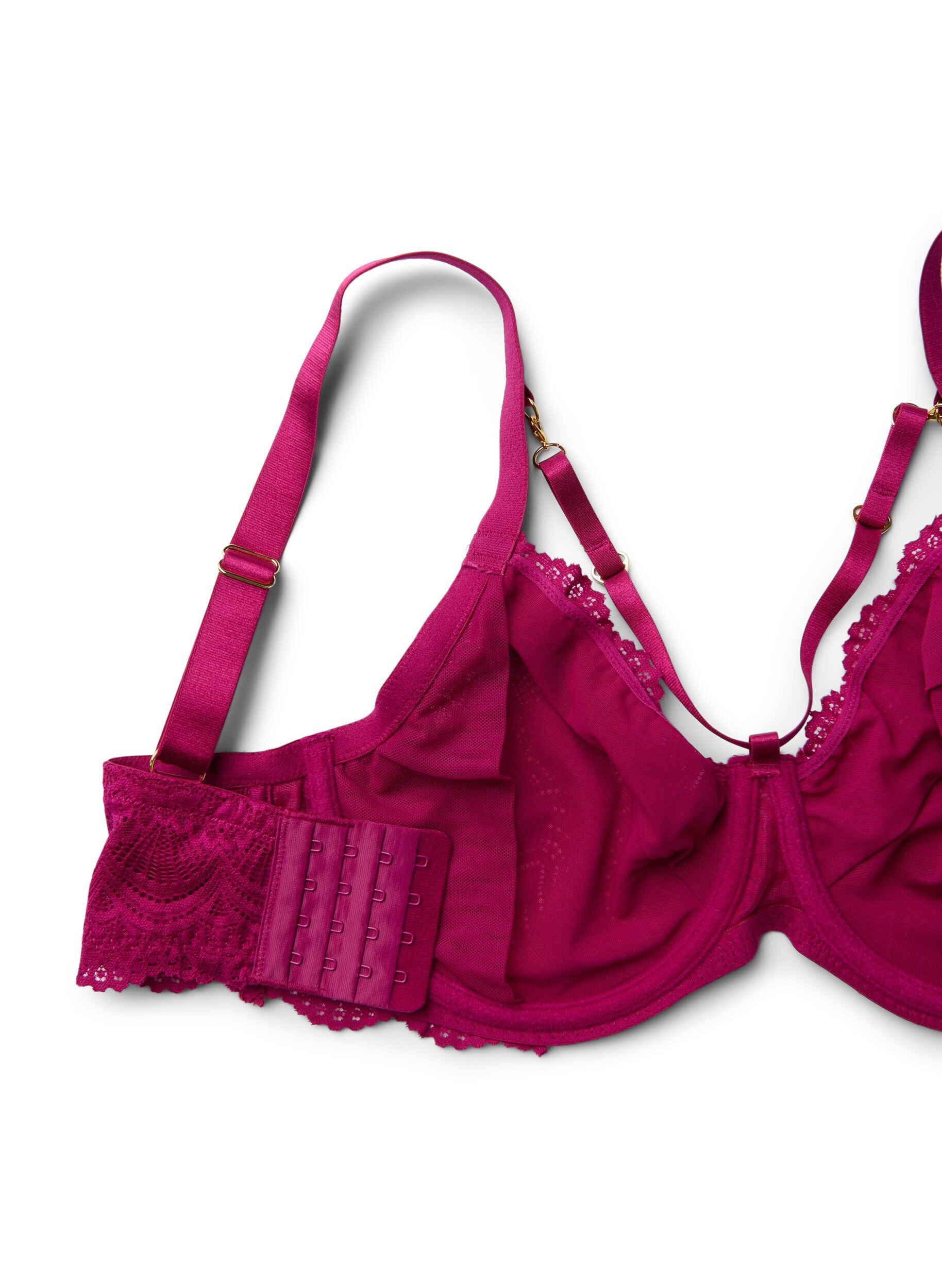 Zizzi Soutien-gorge enveloppant avec dentelle et d&eacute;tail cha&icirc;nette, Bordeaux, Packshot image number 3