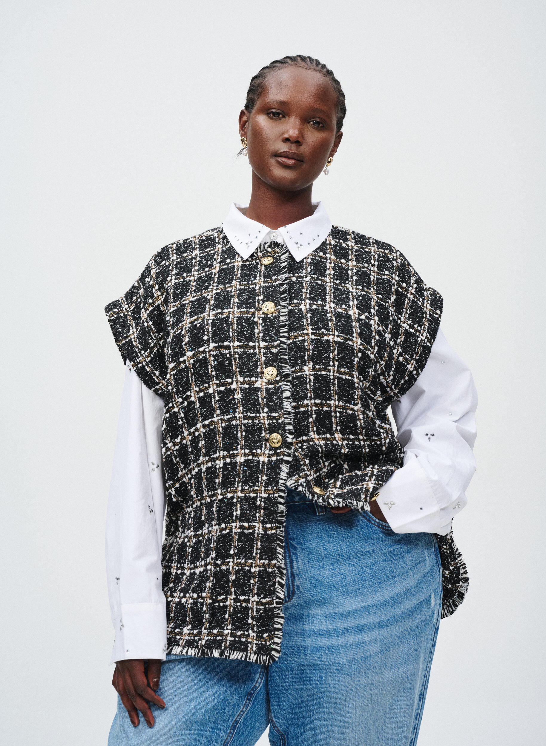 Zizzi Chemise avec des strass, Blanc, Image image number 0