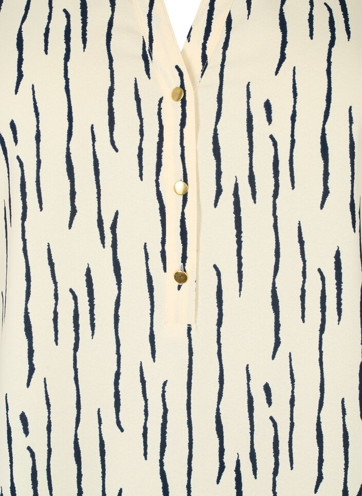 Blouse à manches 3/4 et imprimé, Off White Stripe, Packshot image number 2