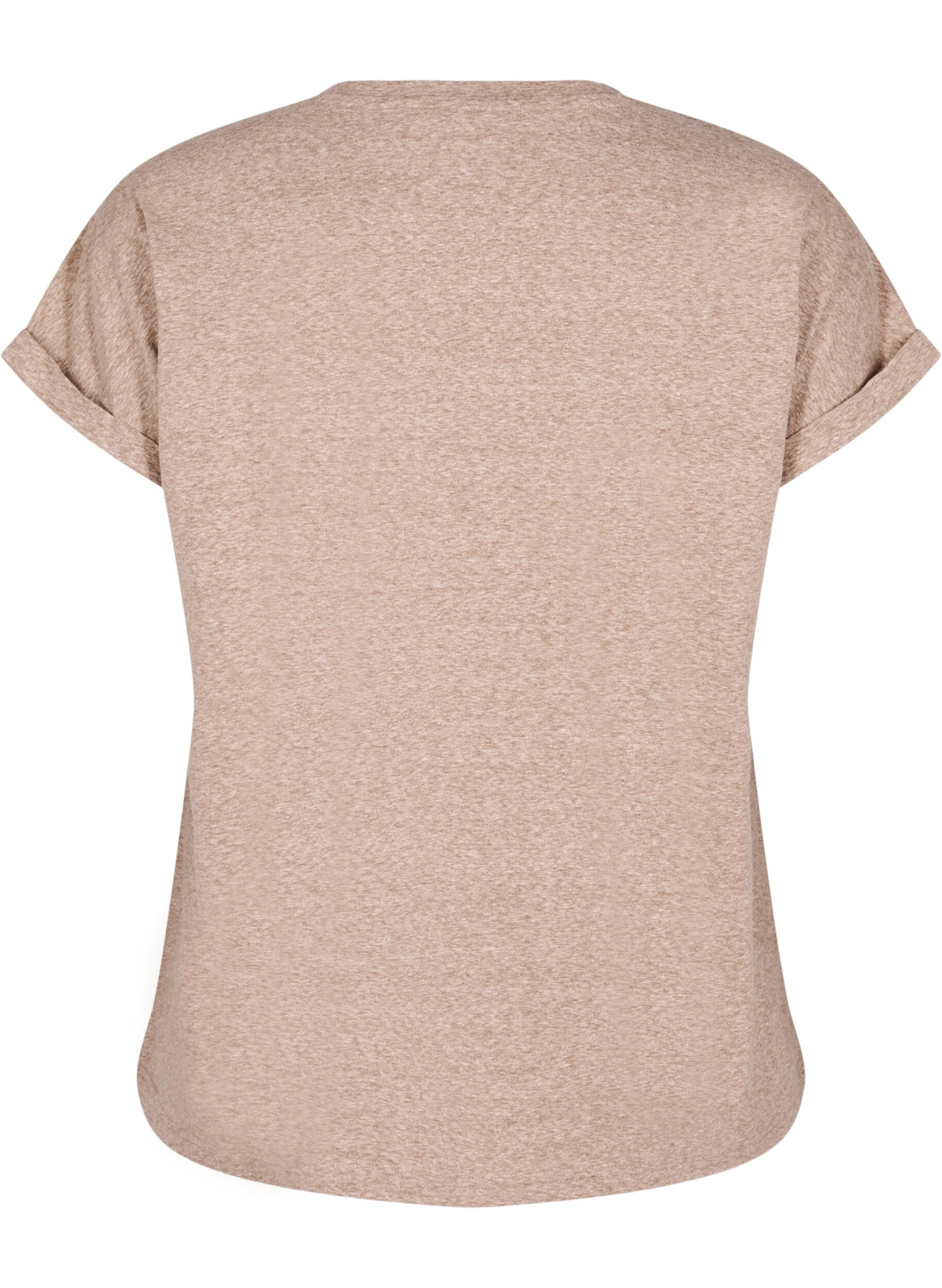 Zizzi T-shirt m&eacute;lang&eacute; &agrave; manches courtes, Marron, Packshot image number 1