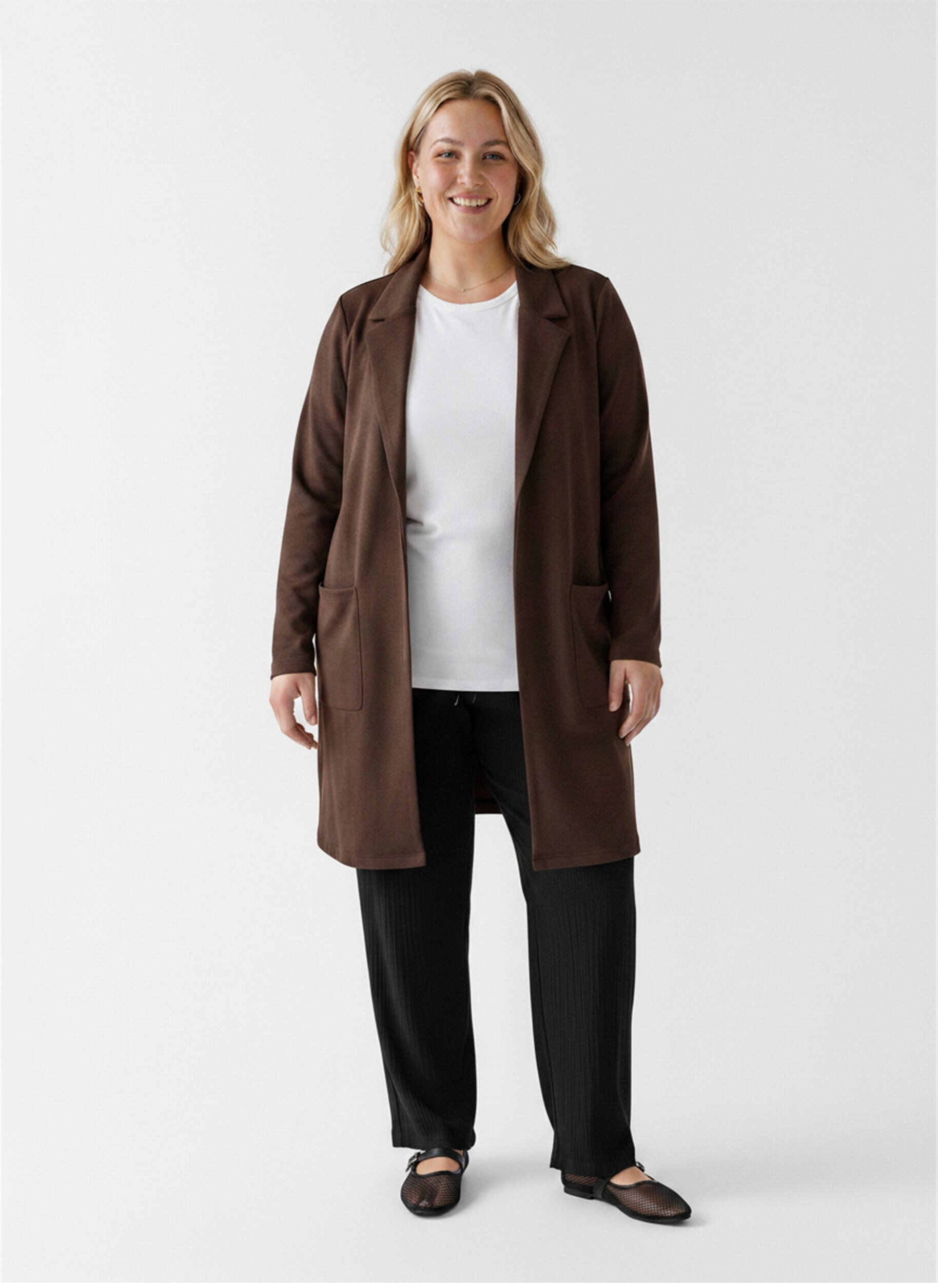 ZizziBlazer long avec des poches, Marron, Model image number 1