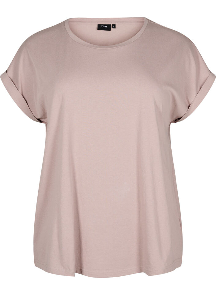 T-shirt &agrave; manches courtes en m&eacute;lange de coton, Rose poudr&eacute;e, Packshot image number 0