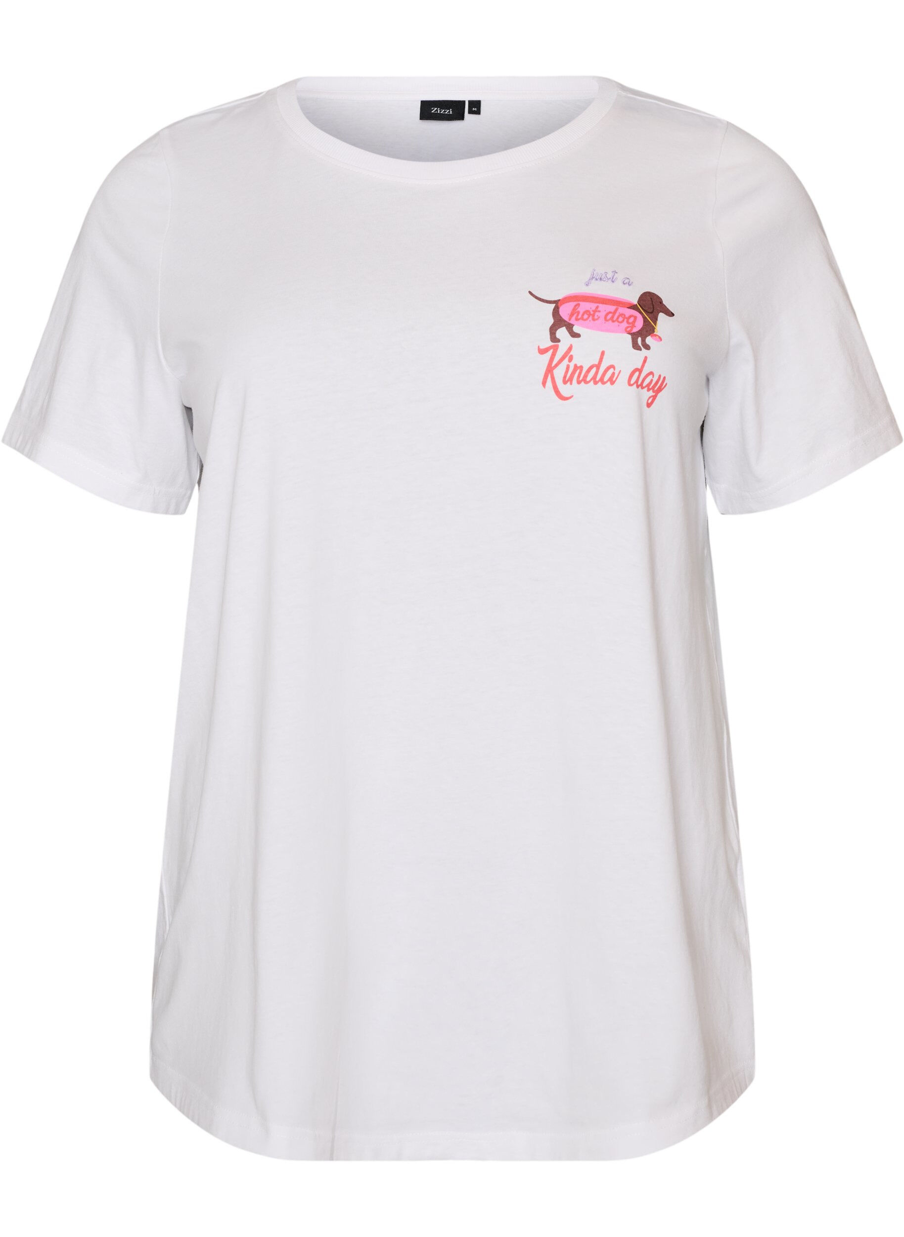 T-shirt en coton avec imprim&eacute; sur la poitrine