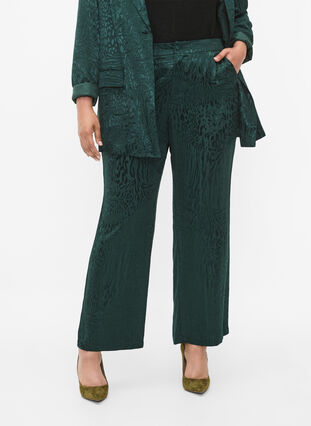 Pantalon ample en viscose avec imprimé ton sur ton, Ponderosa Pine, Model image number 2