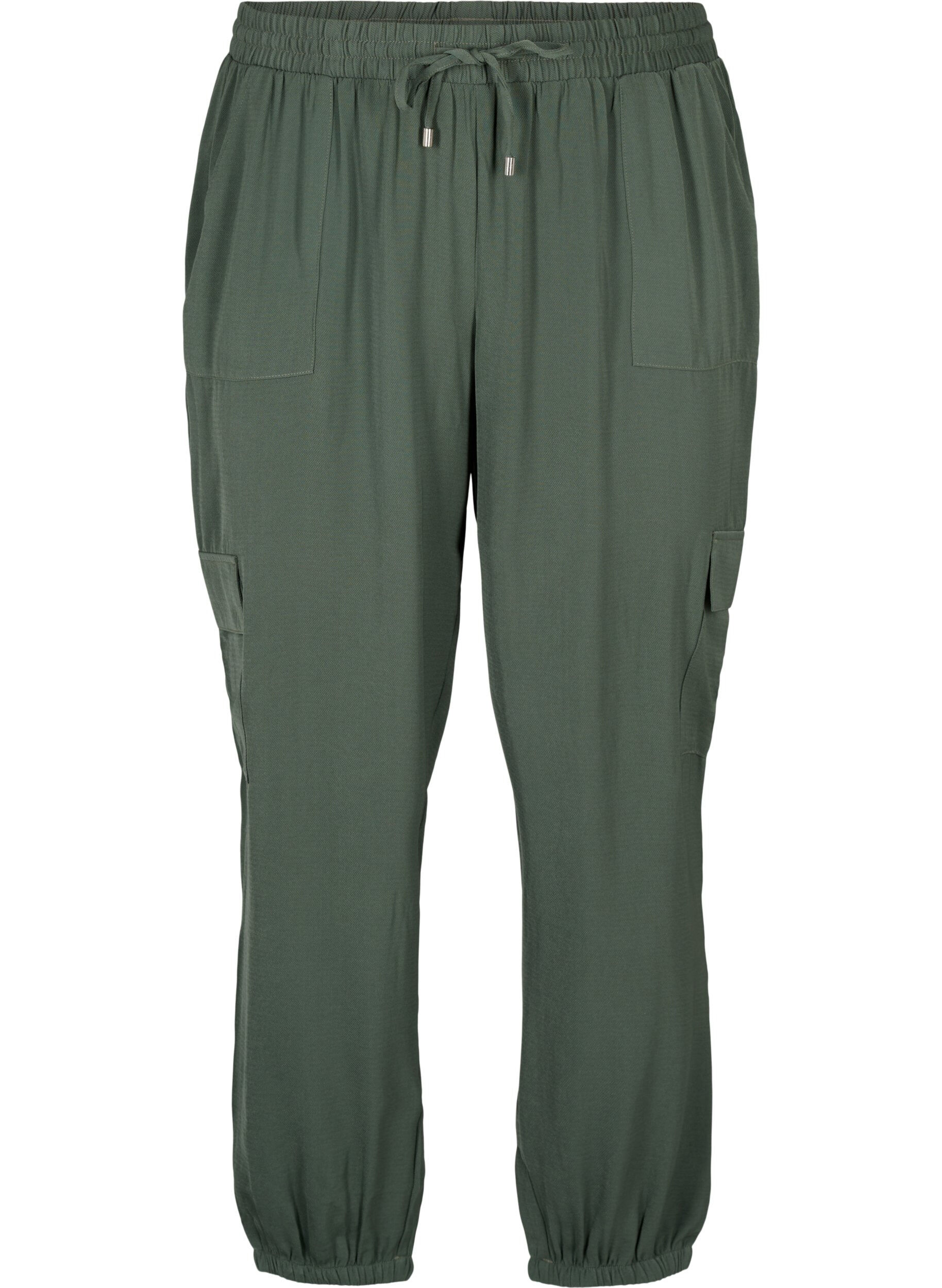 Zizzi Pantalon &agrave; poches cargo, Thyme, Packshot image number 0