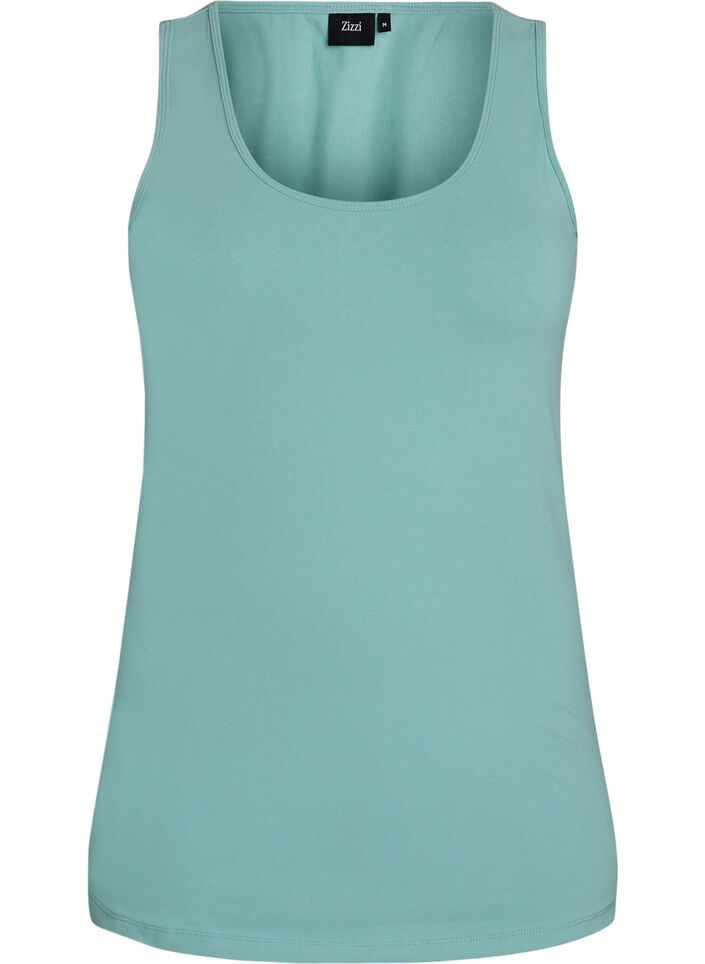 Haut basic uni en coton, Vert, Packshot image number 0