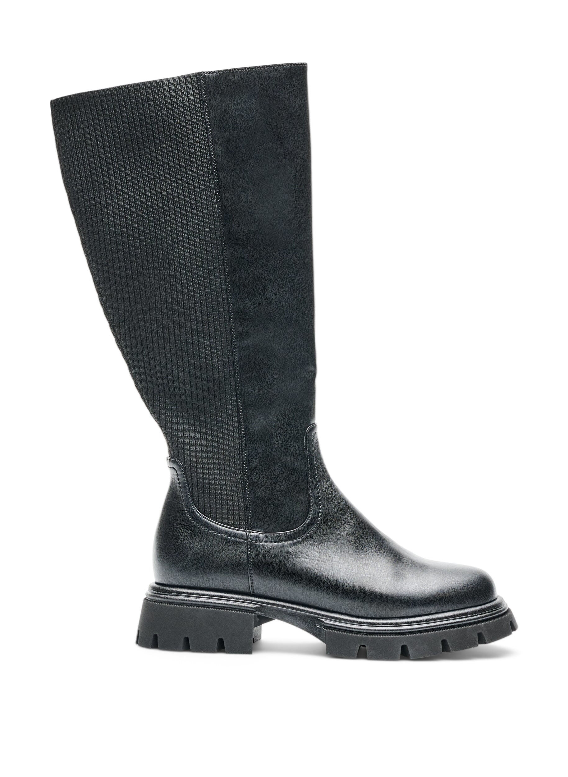 ZizziBotte haute avec zip et panneaux &eacute;lastiques, Noir, Packshot image number 0