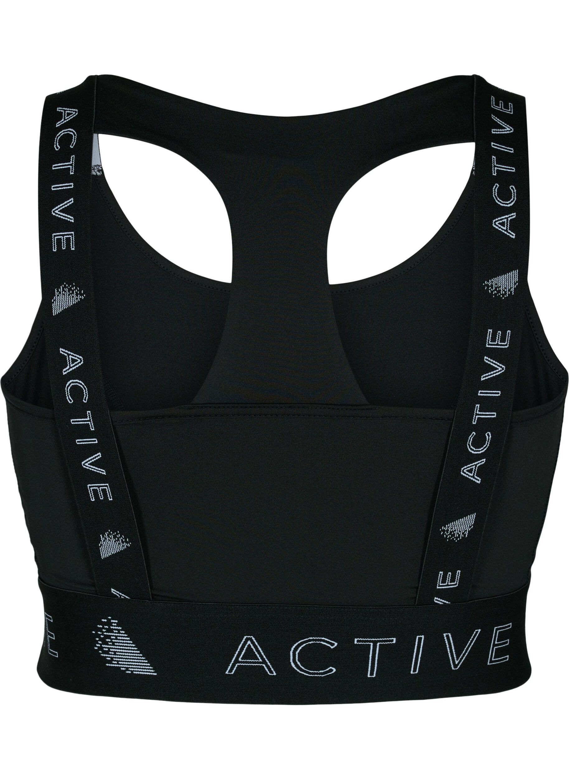 Zizzi Brassi&egrave;re de sport avec imprim&eacute; de texte, Black, Packshot image number 1