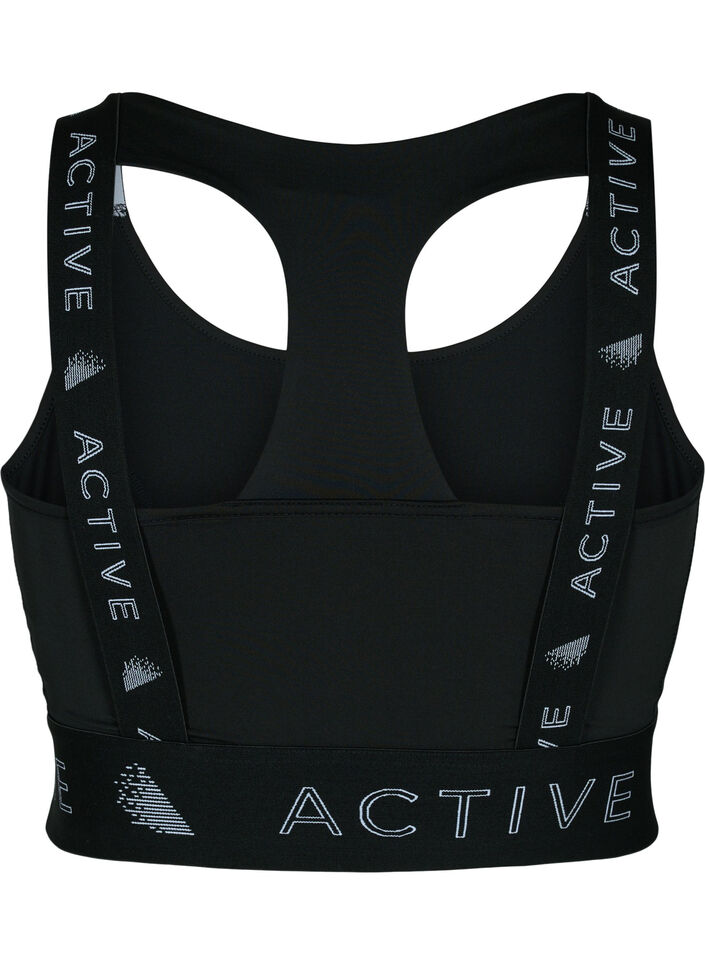 Brassière de sport avec imprimé de texte, Black, Packshot image number 1