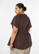 Blouse en coton avec lien &agrave; nouer et taille &eacute;lastiqu&eacute;e, Marron, Model image number 2