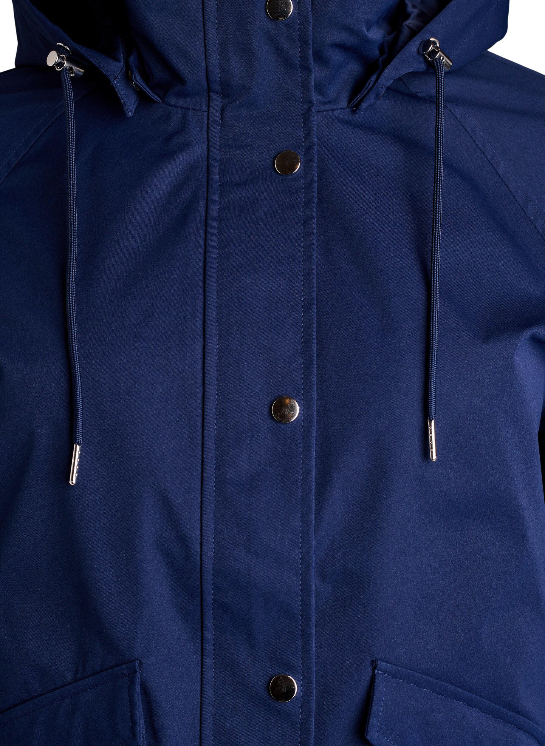Zizzi Veste courte de printemps avec capuche amovible, Bleu, Packshot image number 2