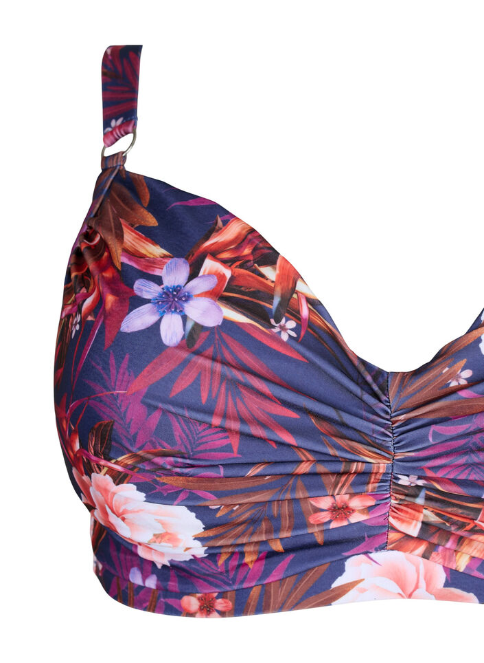 Soutien-gorge de bikini imprimé avec armature, Purple Flower, Packshot image number 2