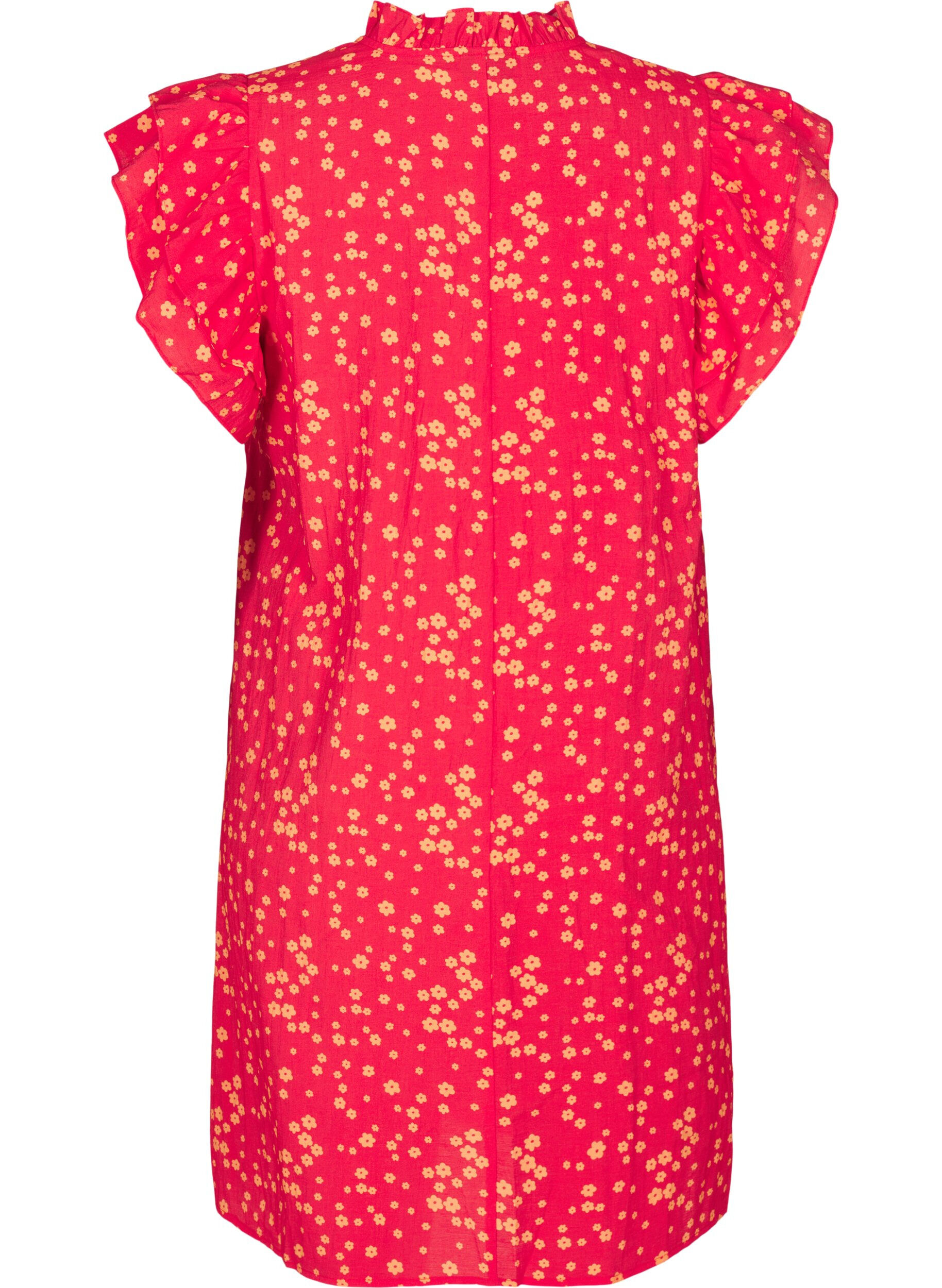 Zizzi Robe courte avec des d&eacute;tails volants, Rouge, Packshot image number 1