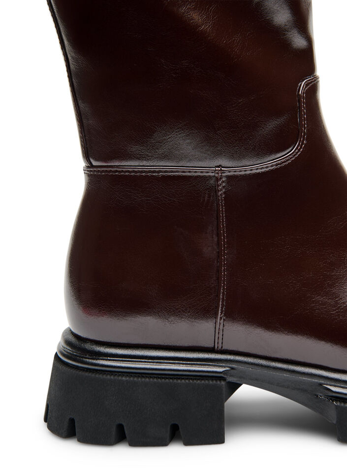 Botte haute &agrave; l'aspect l&eacute;g&egrave;rement craquel&eacute;, Marron, Packshot