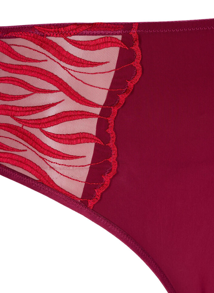 Culotte tai avec broderie et taille régulière, Rouge, Packshot
