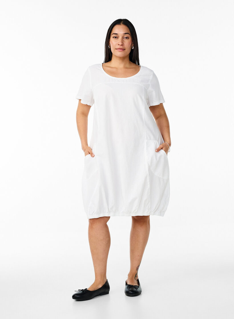 Robe en coton à manches courtes, Blanc, Model image number 1