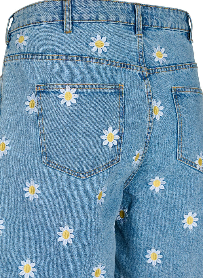Short Mille à taille haute avec fleurs brodées, Light Blue Flower, Packshot image number 3