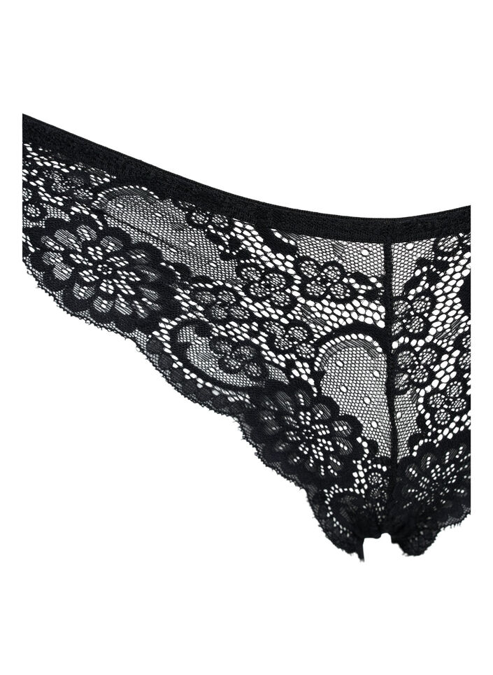 Culotte brésilienne en dentelle, Black, Packshot image number 2