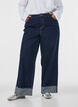 Jean coupe large avec de larges revers et surpiq&ucirc;res contrastantes, Bleu, Model image number 2