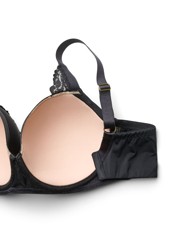 Soutien-gorge moul&eacute; &agrave; armatures avec dentelle florale, Noir, Packshot image number 3