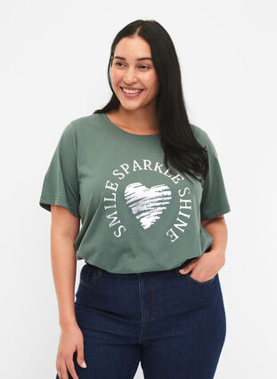 FLASH - T-shirt avec motif, Balsam Green, Model image number 0