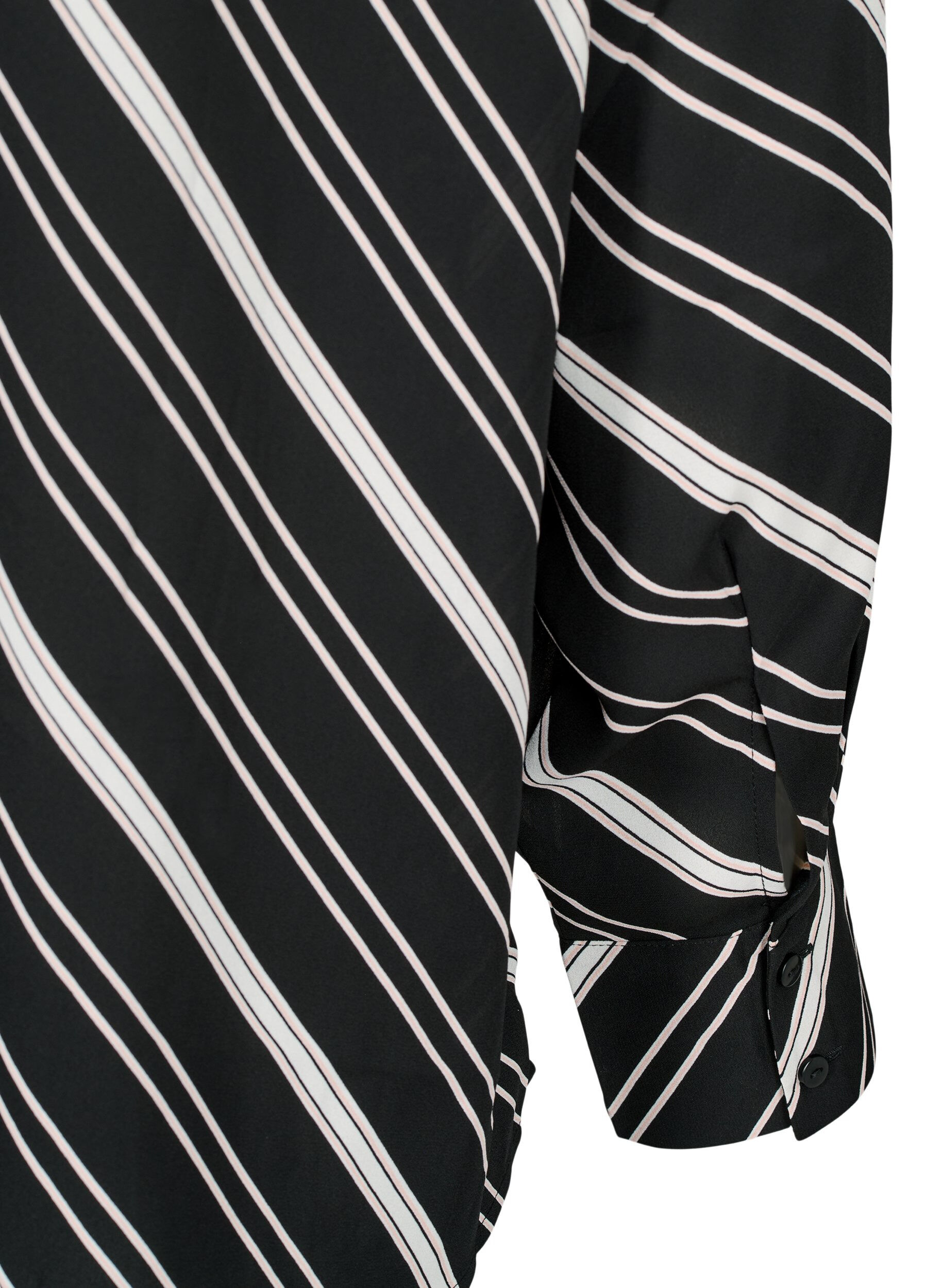 Zizzi Chemise &agrave; motif avec manches longues, Black Stripe, Packshot image number 3